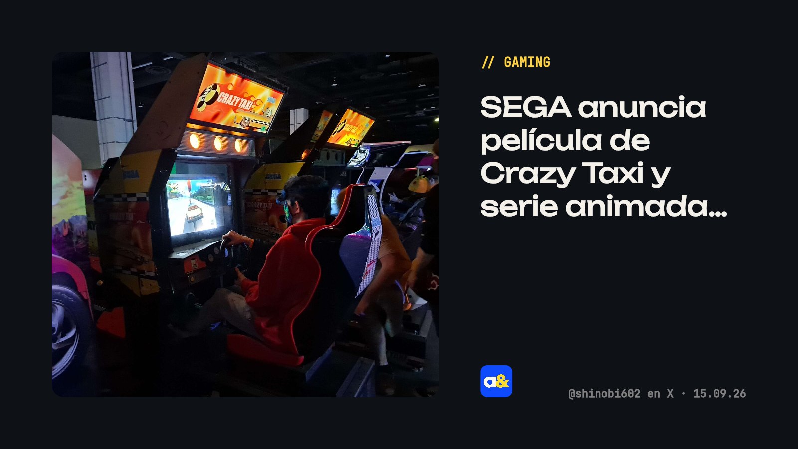 SEGA anuncia película de Crazy Taxi y serie animada de Sonic para Netflix en 2026