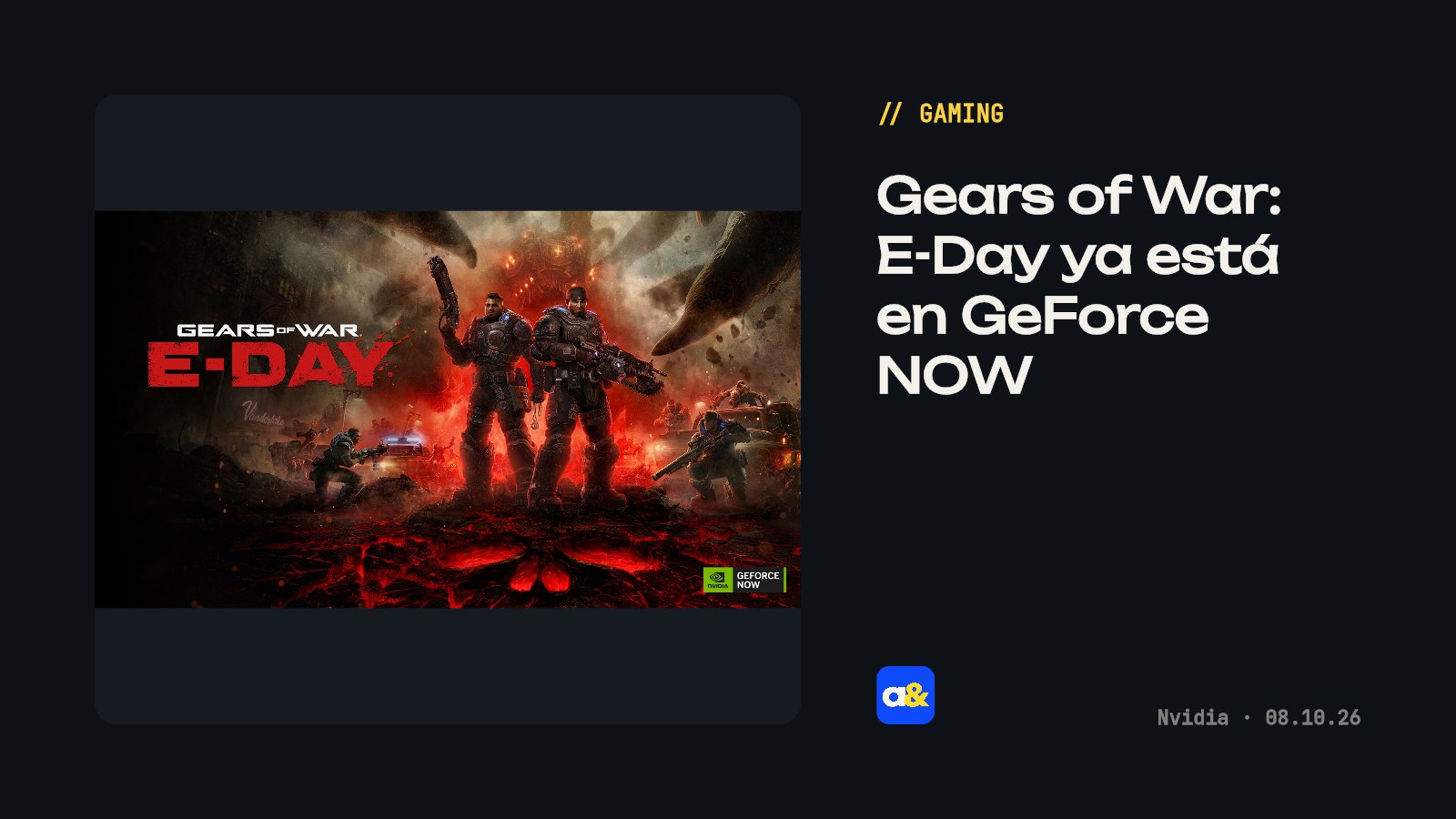 Gears of War: E-Day llegó a GeForce NOW