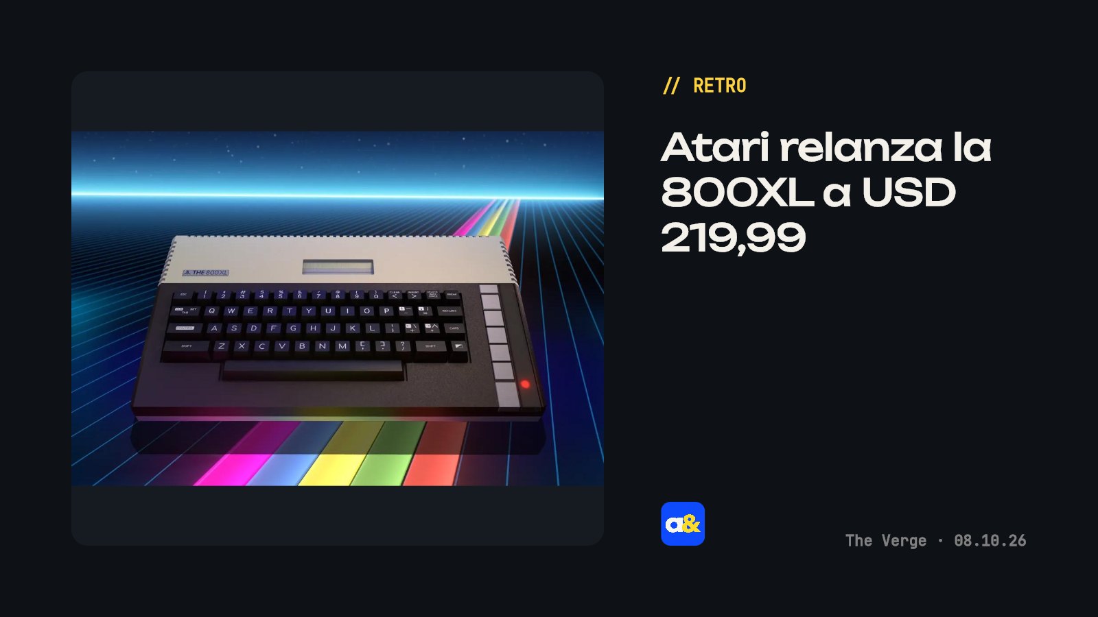 Atari relanza la computadora 800XL 8-bit