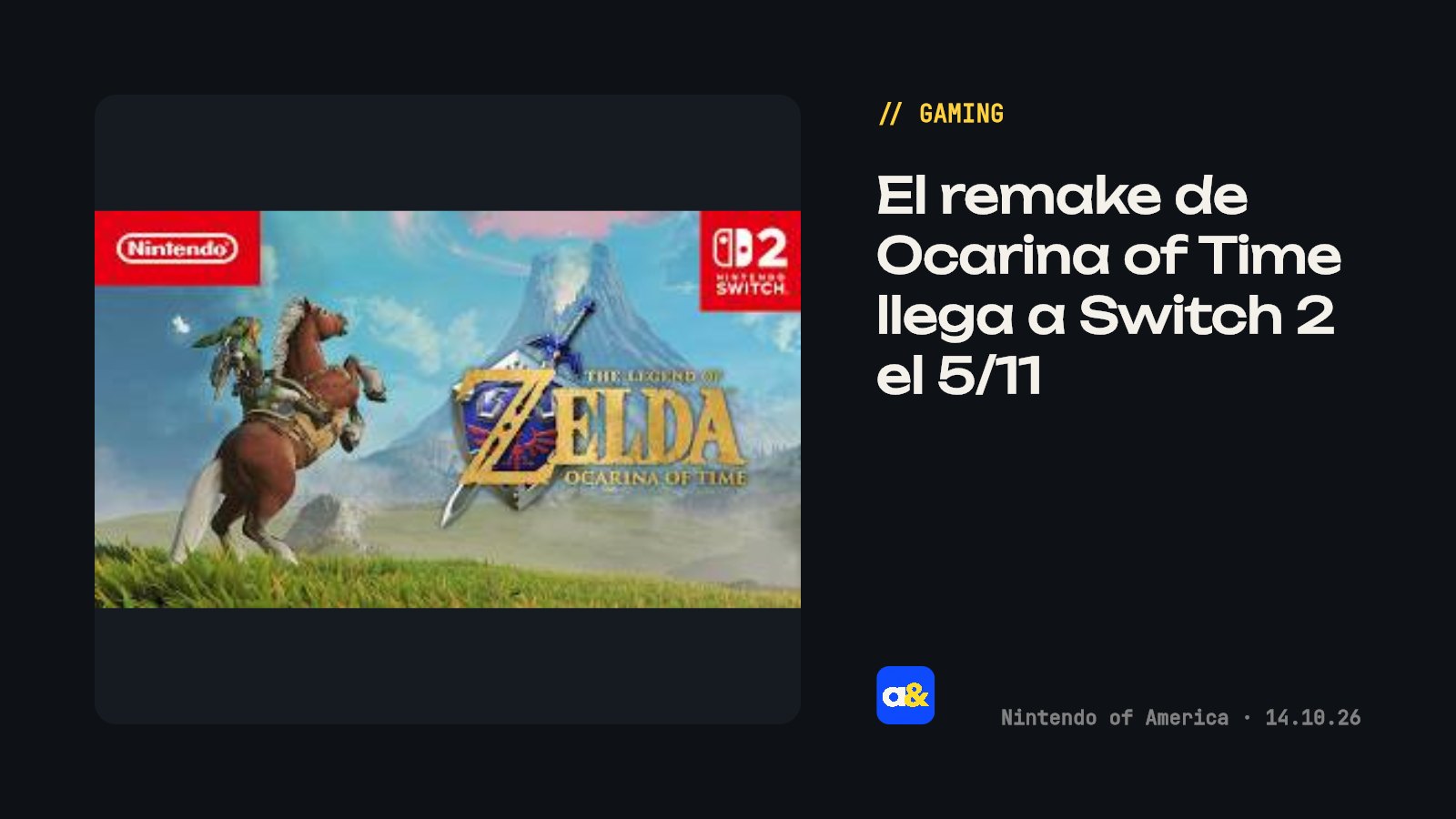 Remake de The Legend of Zelda: Ocarina of Time impresiona en la Switch 2