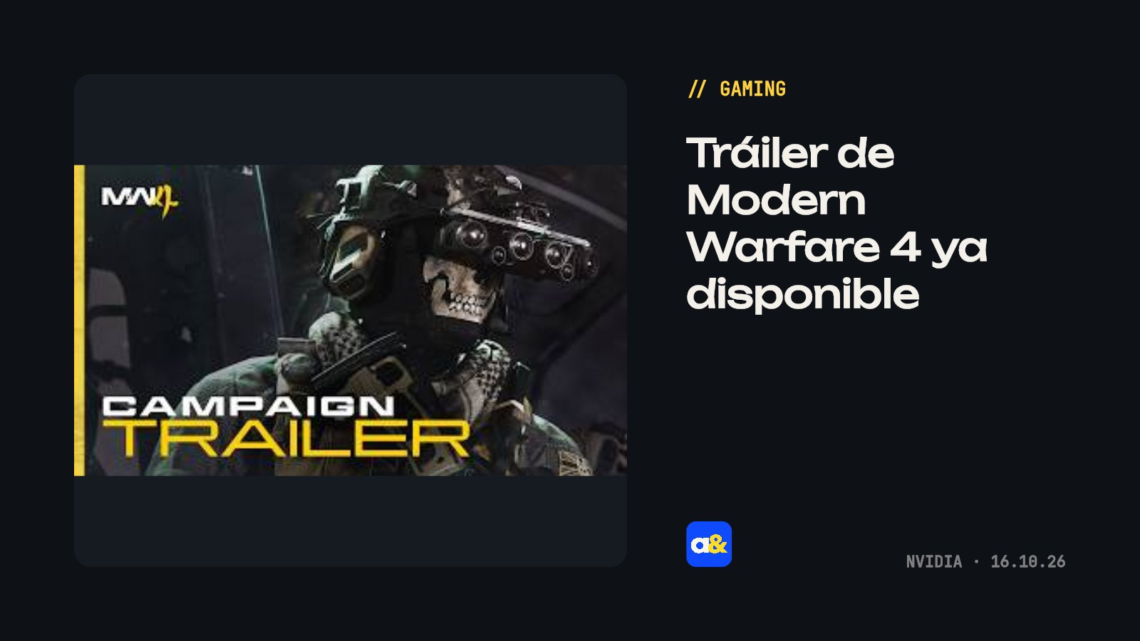 Tráiler de Call of Duty: Modern Warfare 4