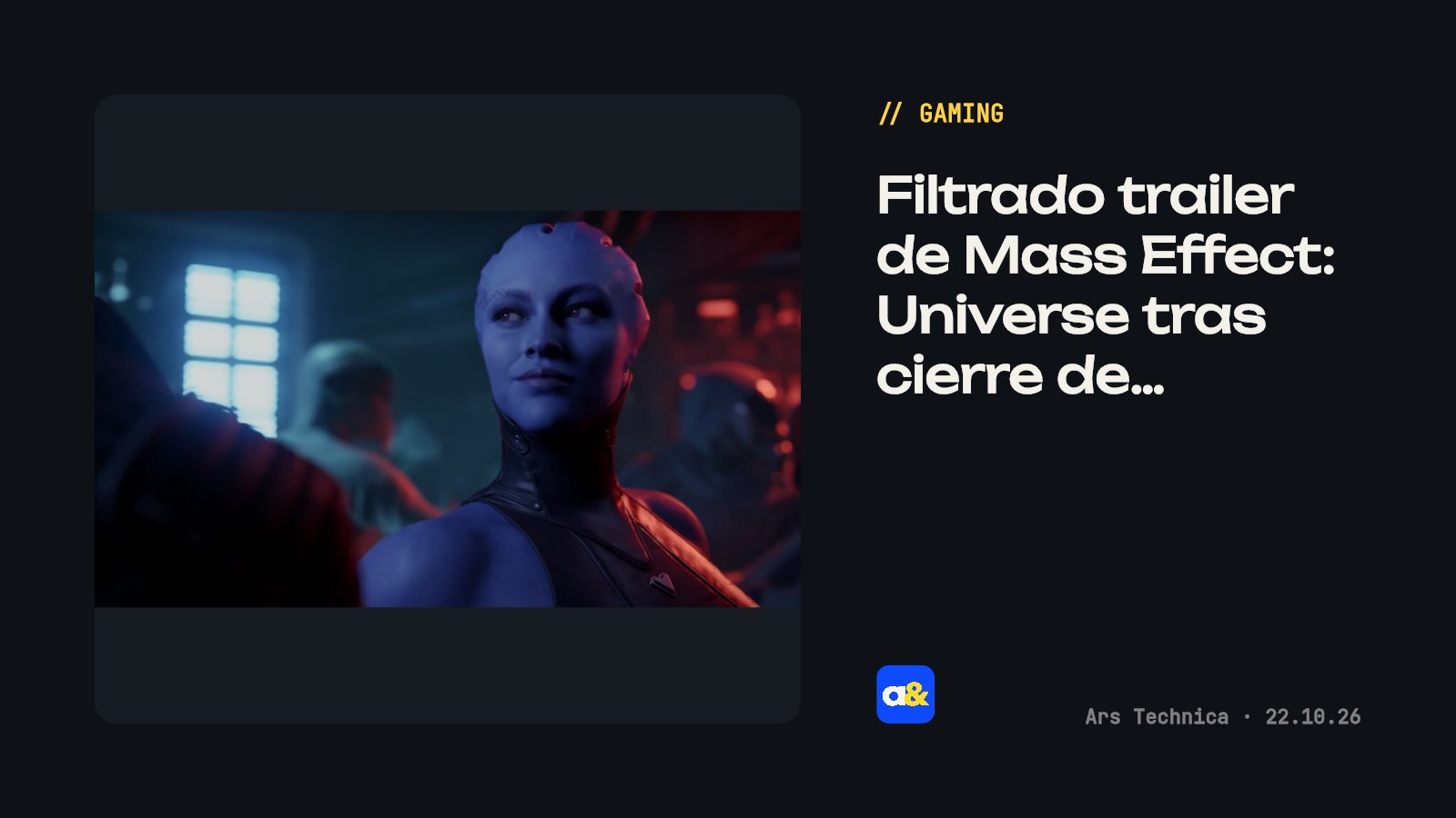 Mass Effect 5 trailer filtrado tras cierre de BioWare