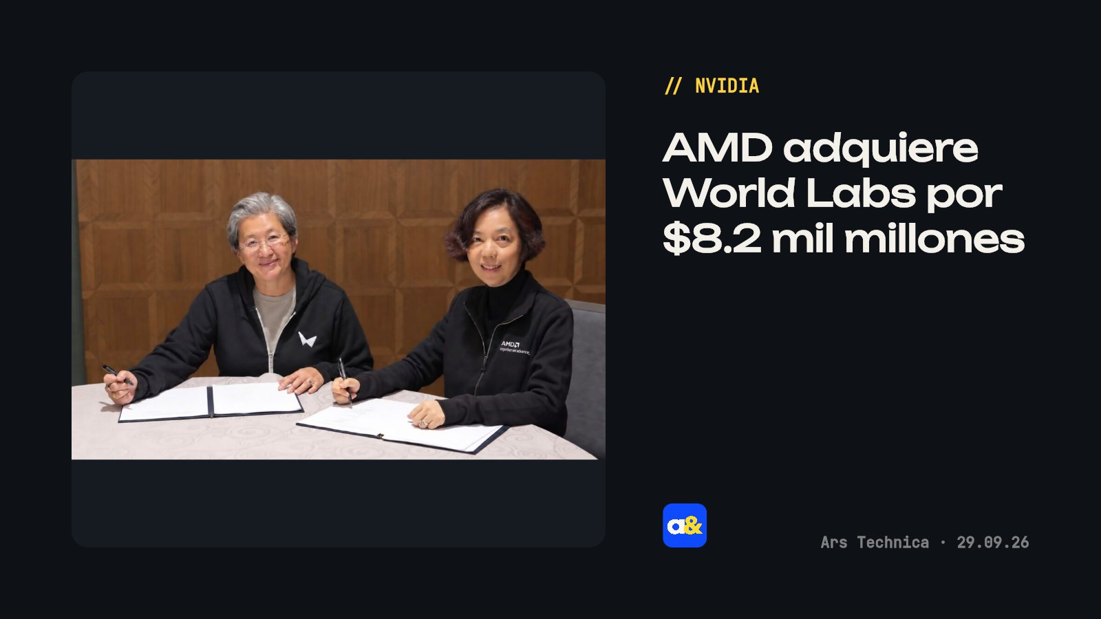 AMD adquiere startup de IA World Labs por $8.2 mil millones
