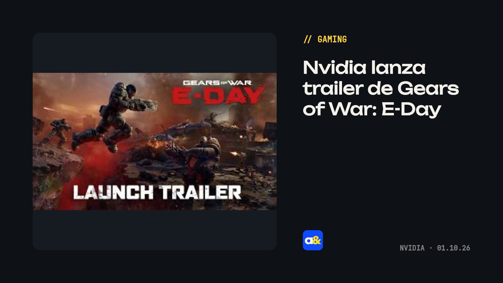 Nvidia lanza trailer oficial de Gears of War: E-Day